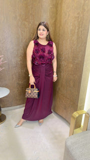 Cocktail two piece dress with flowers