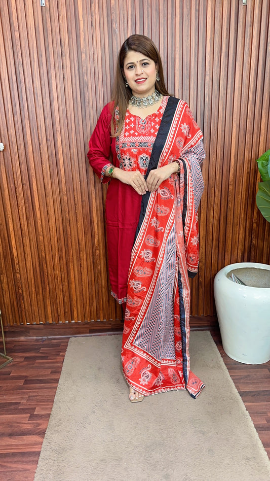 Cotton Maheshwari print suit set