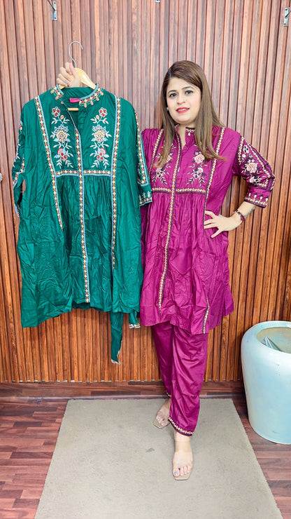 Full embroidery Cotton coord set