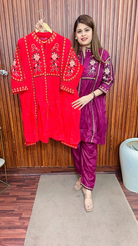 Full embroidery Cotton coord set