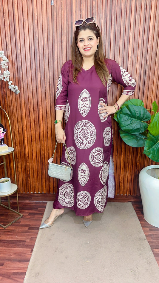 Chakri long cotton digital print kurta set