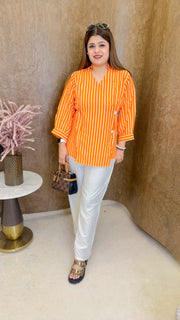 Premium strip coord set with botton