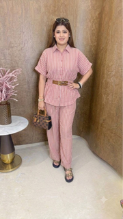 Premium strip coord Set with attach Belt