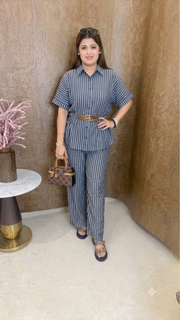Premium strip coord Set with attach Belt