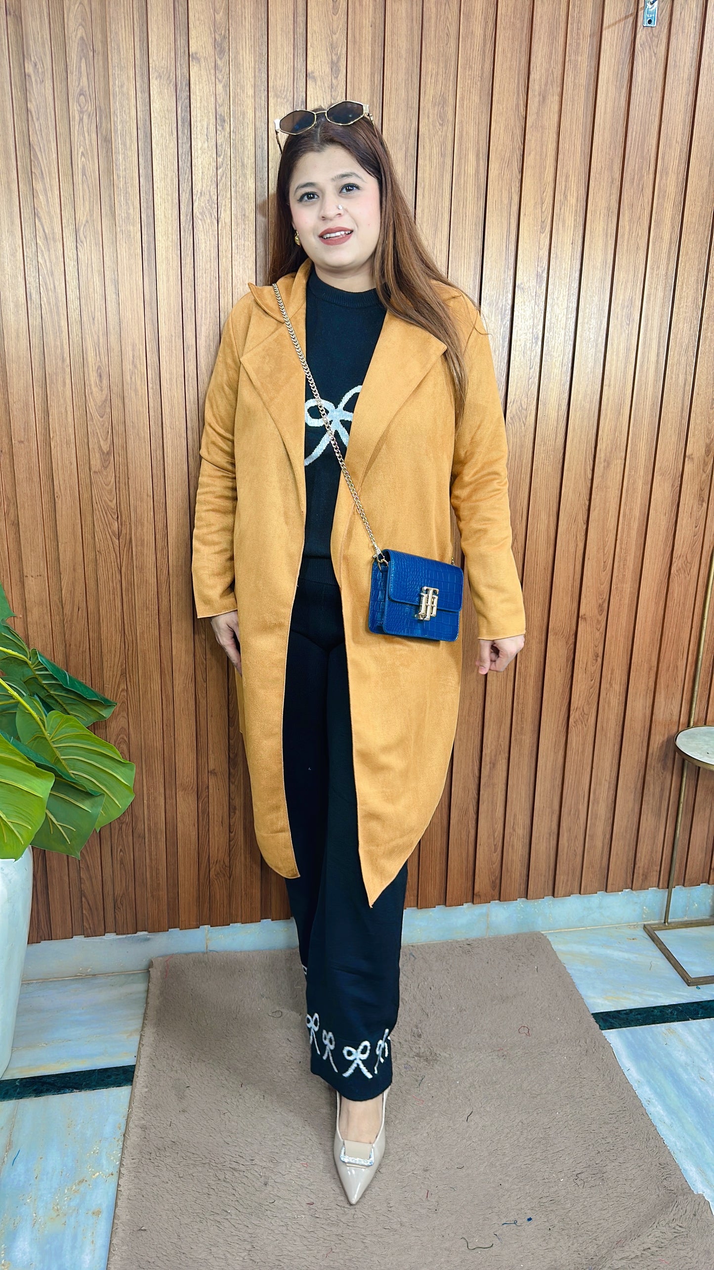 Suede Leather Shrug Coat