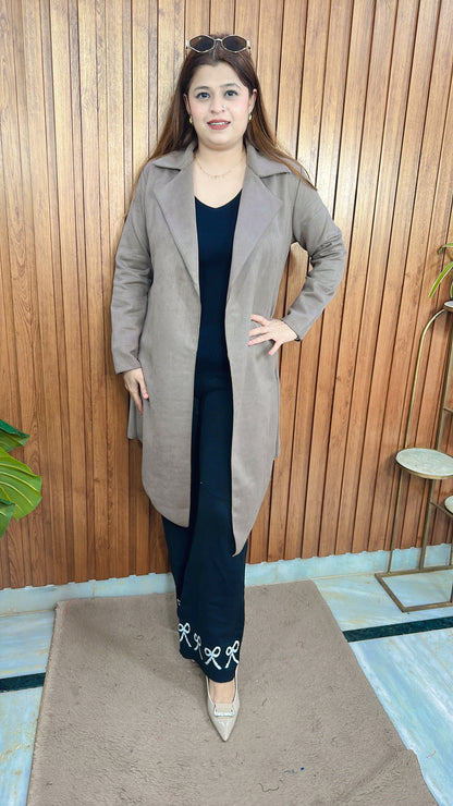 Suede Leather Shrug Coat