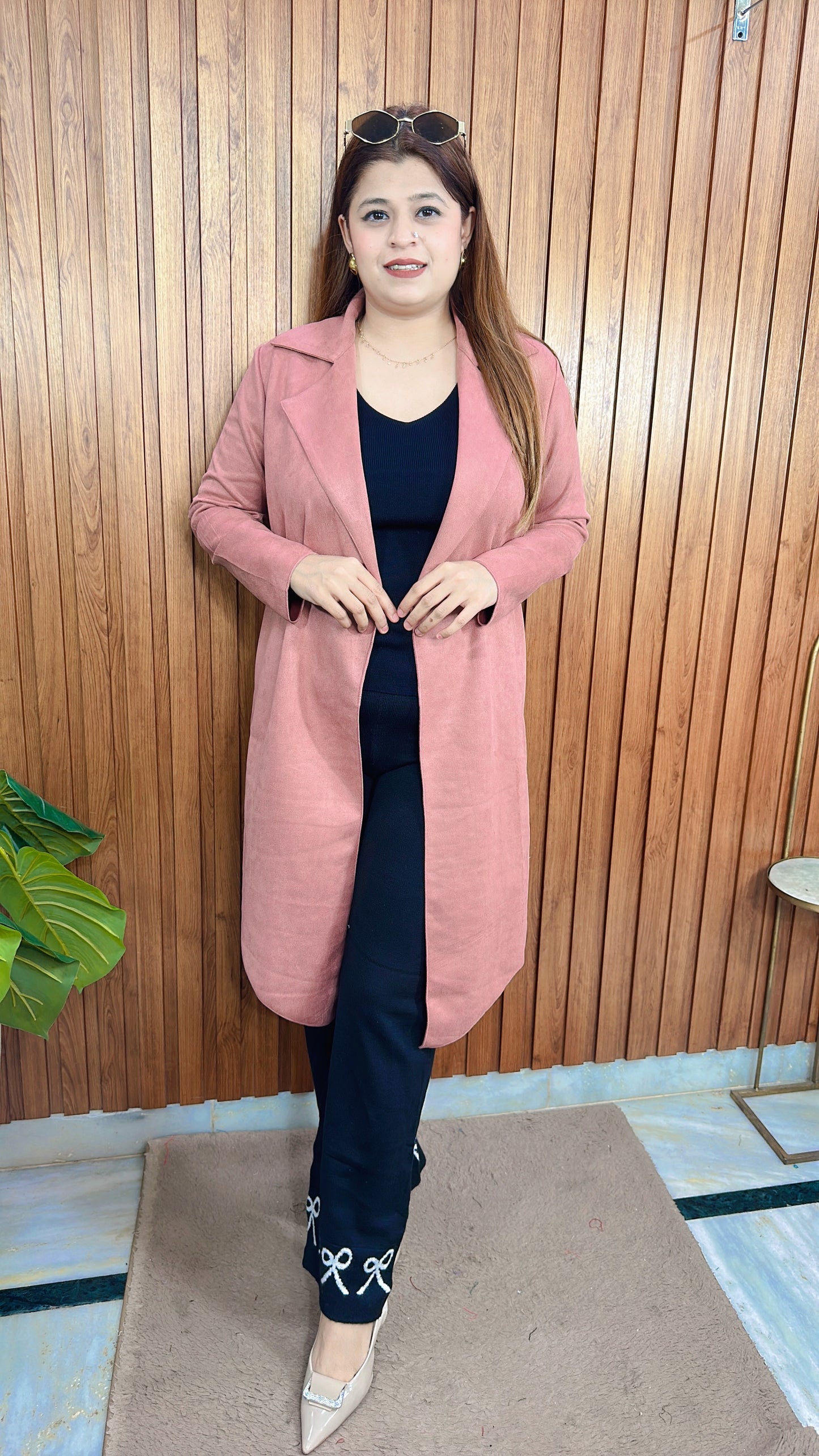 Suede Leather Shrug Coat