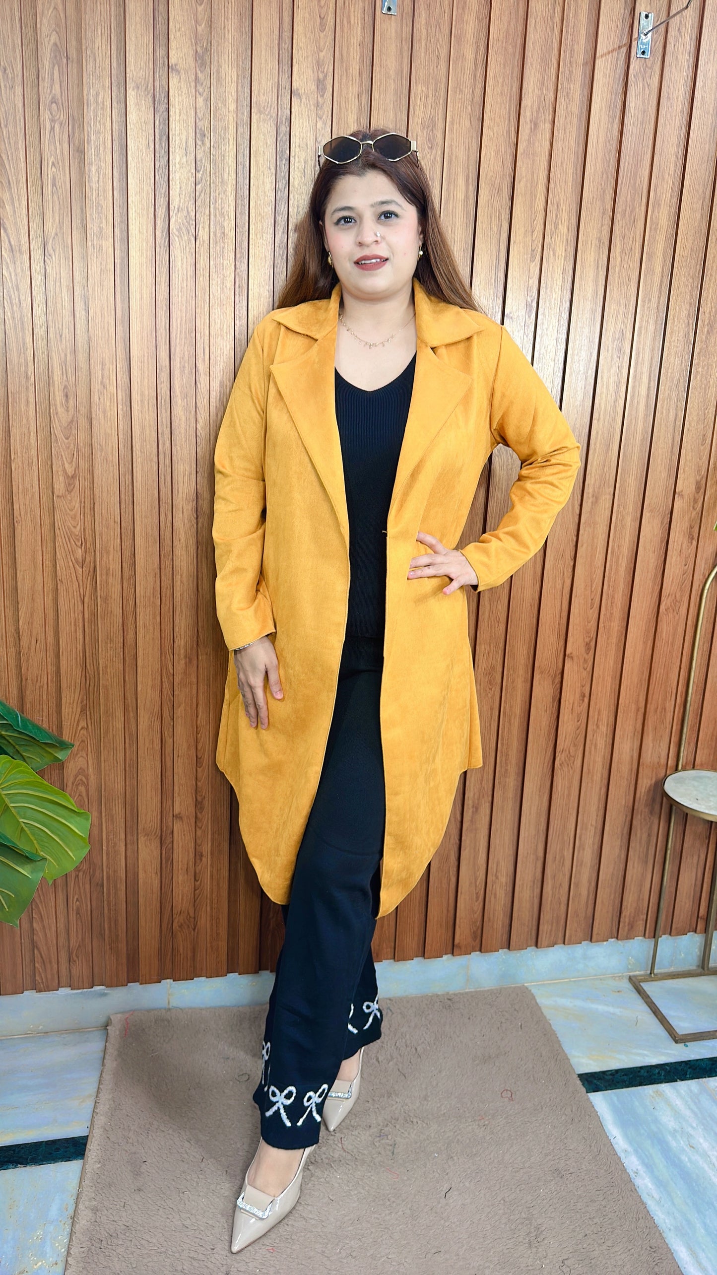 Suede Leather Shrug Coat