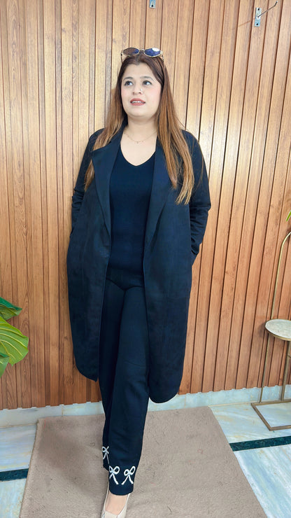 Suede Leather Shrug Coat