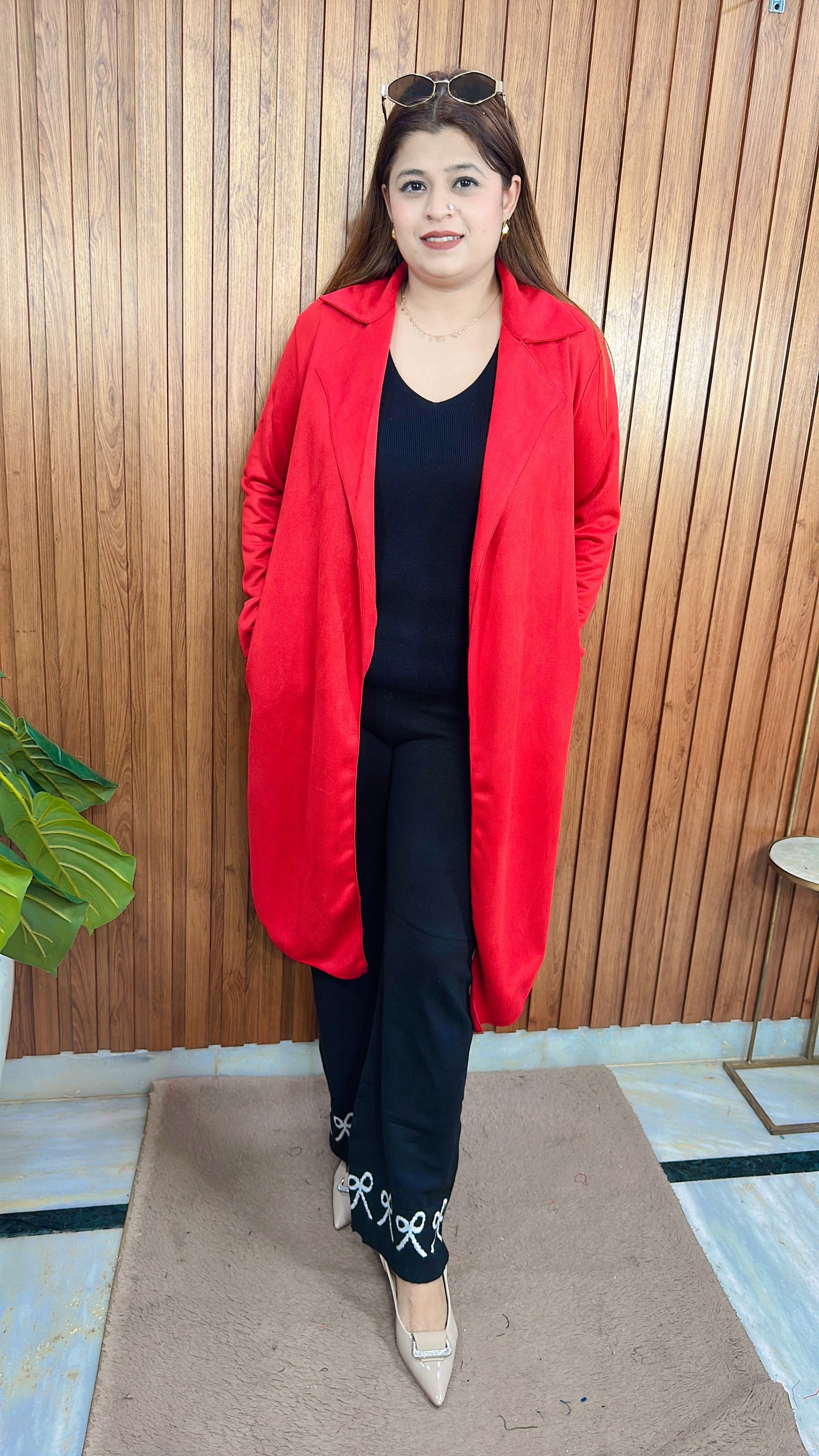 Suede Leather Shrug Coat