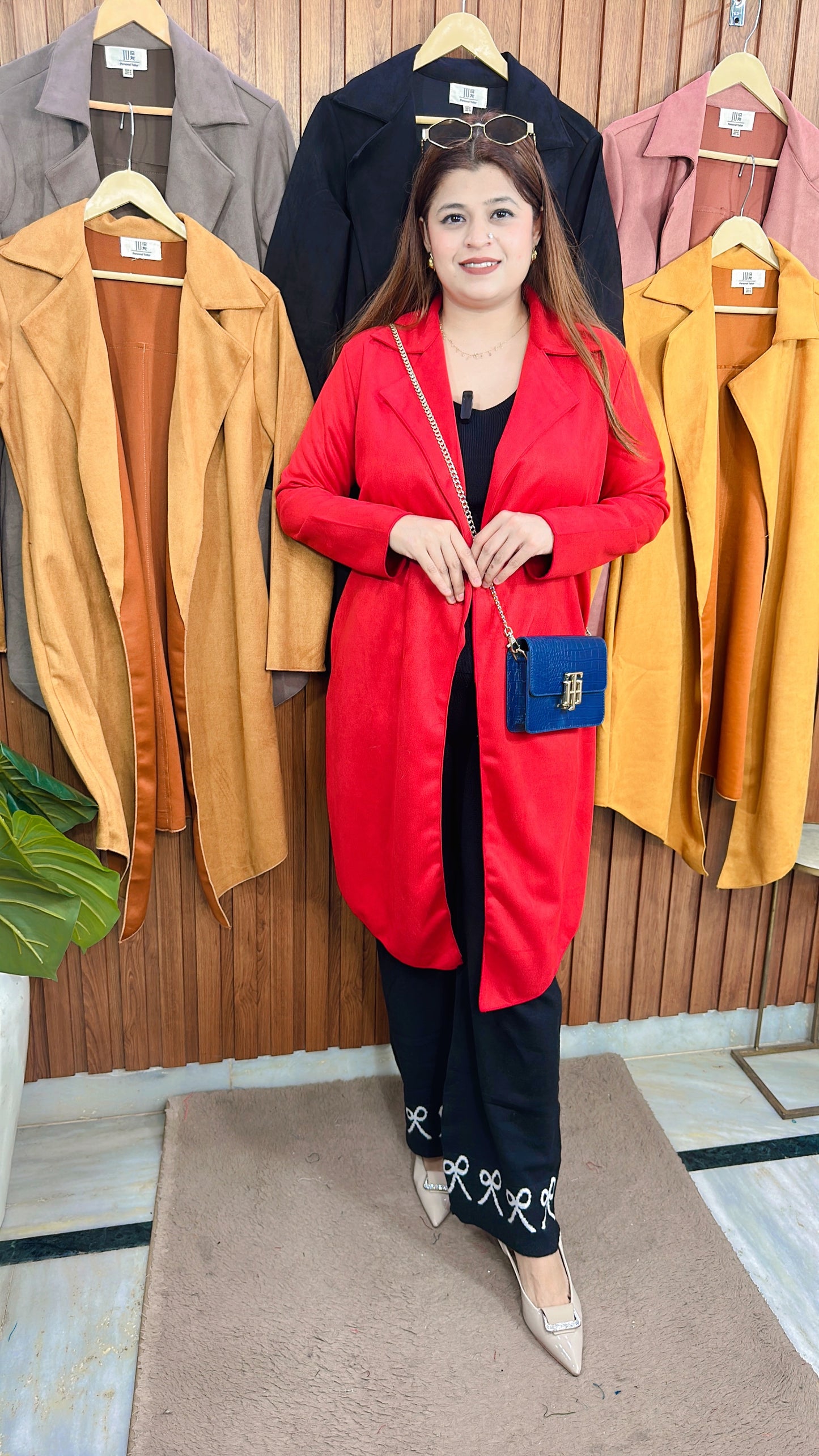 Suede Leather Shrug Coat