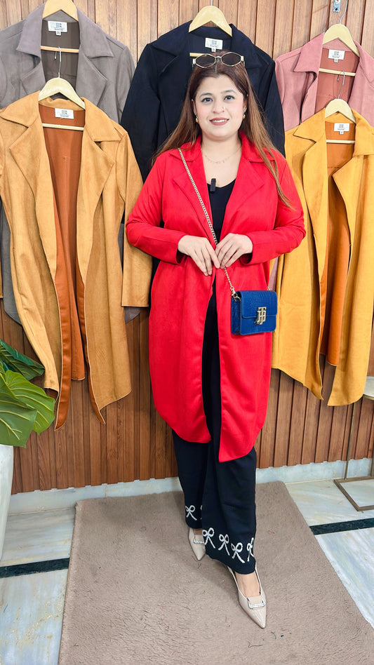 Suede Leather Shrug Coat