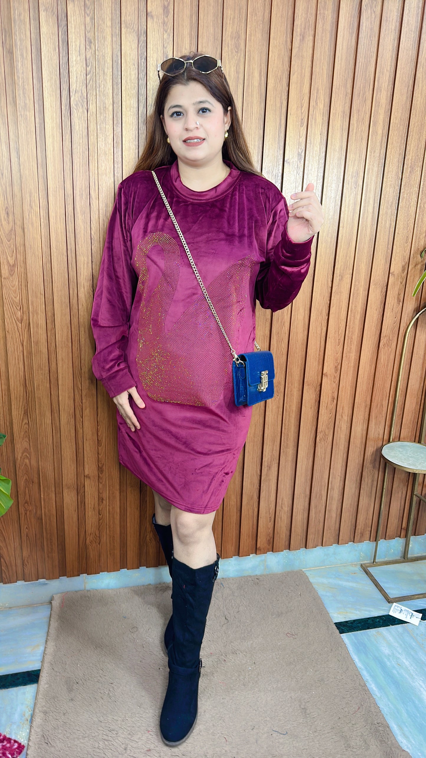 Swan Velvet Tunic Dress