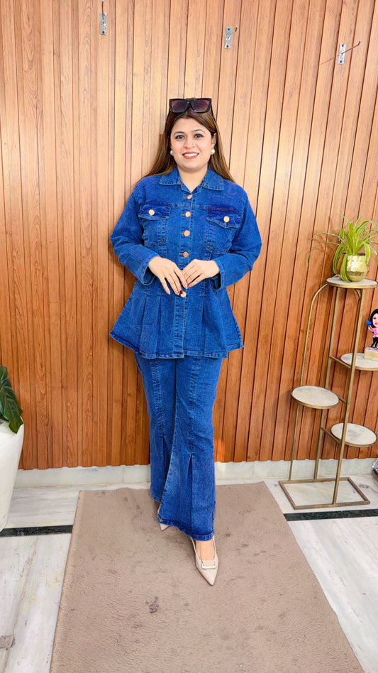 Denim Bell Bottom Style Coord Set