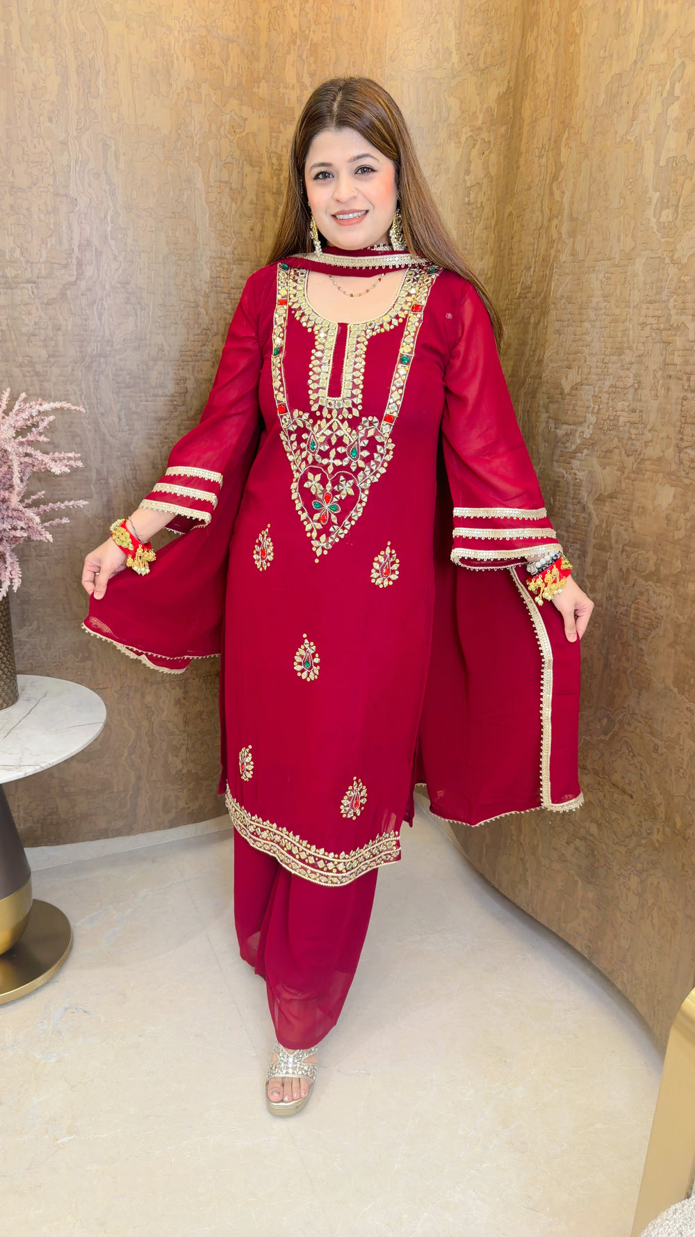 Heavy neck mirror three piece suit set