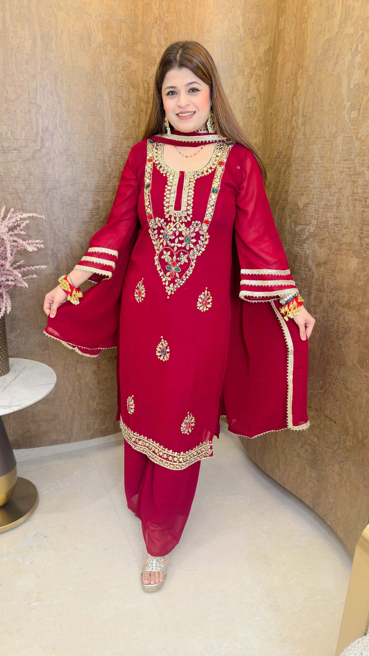 Heavy neck mirror three piece suit set
