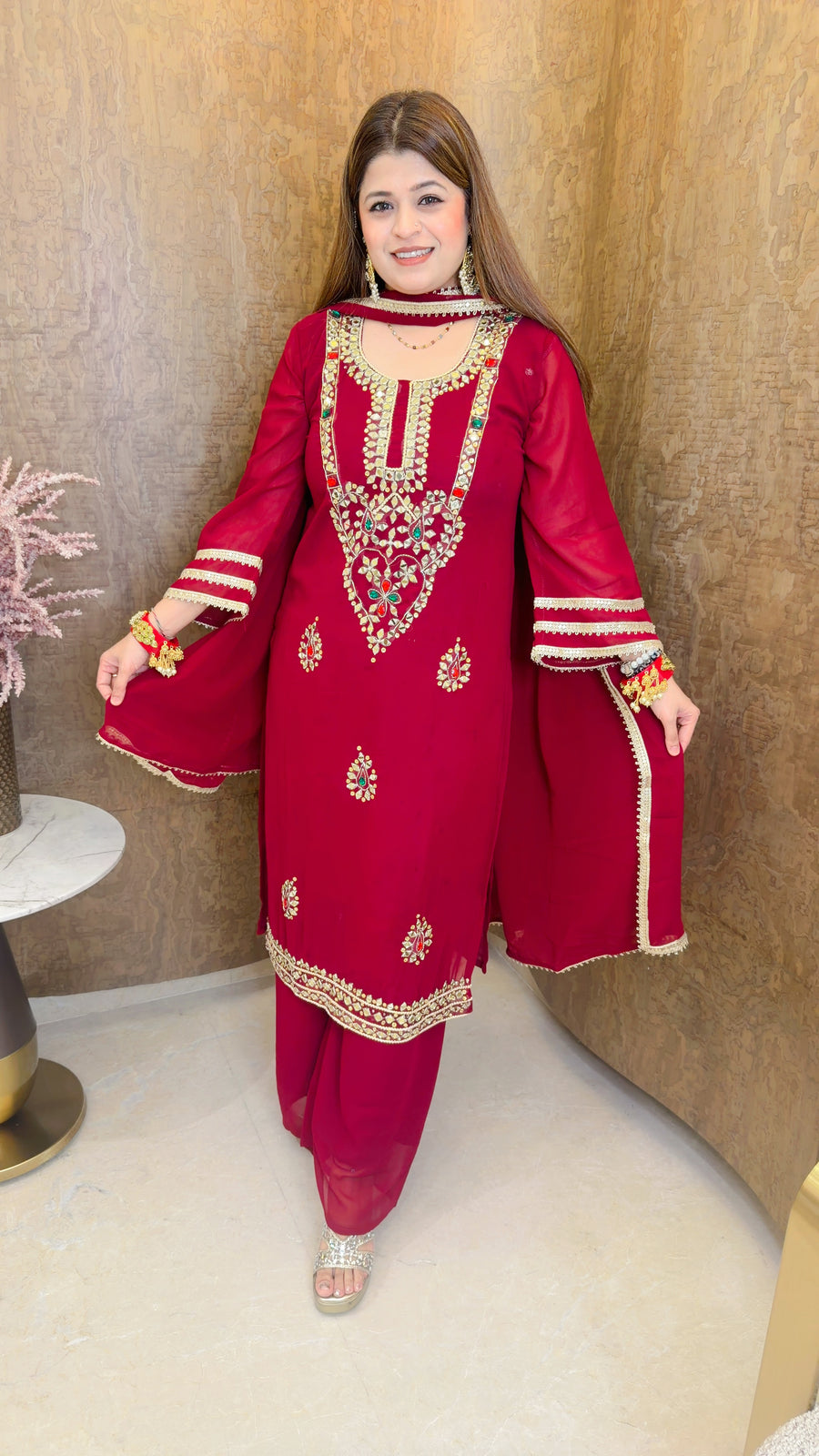 Heavy neck mirror three piece suit set