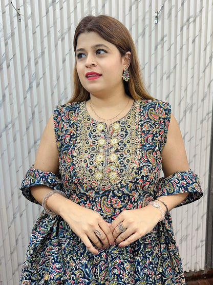 Kalamkari Peplum With Garara Set