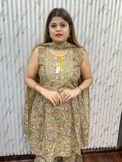 Kalamkari Peplum With Garara Set