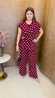 Polka Dot coord set with side brooch