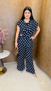 Polka Dot coord set with side brooch