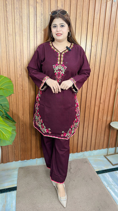 Pashmina Embroidery C Cut Kurta Set