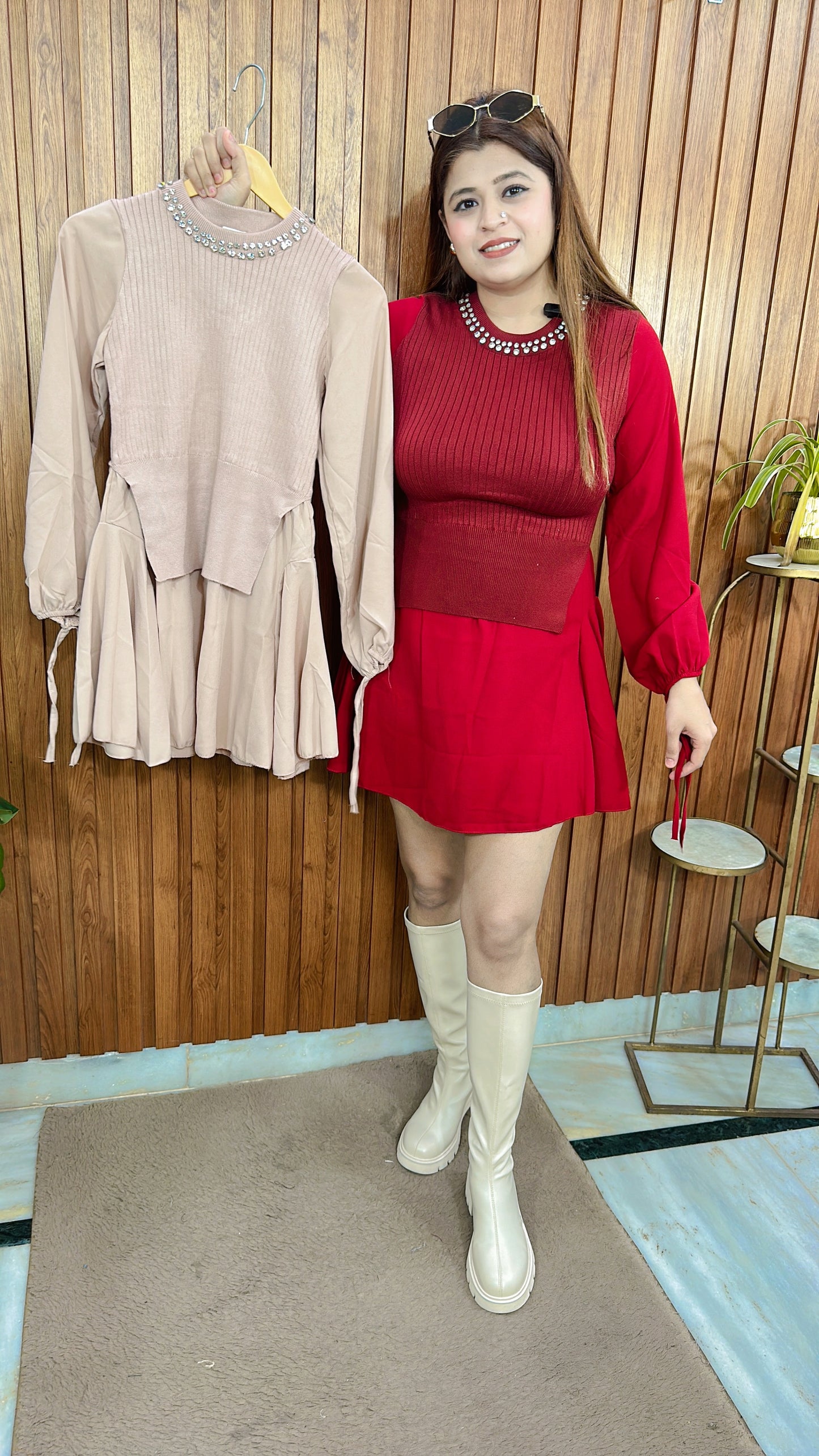 Diamond Neck Korean Dress