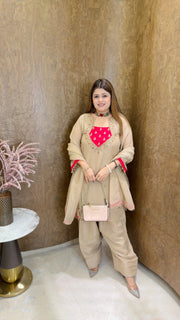 Party Wear Heavy Neck Three piece suit