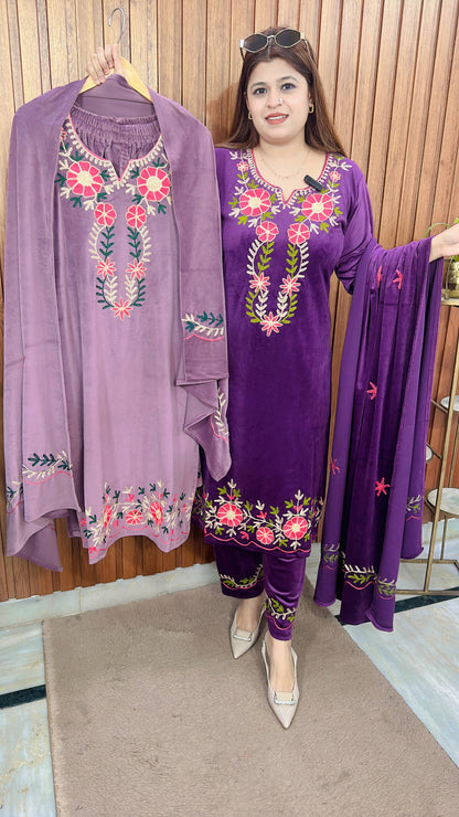 Multi Thread Velvet Suit Set