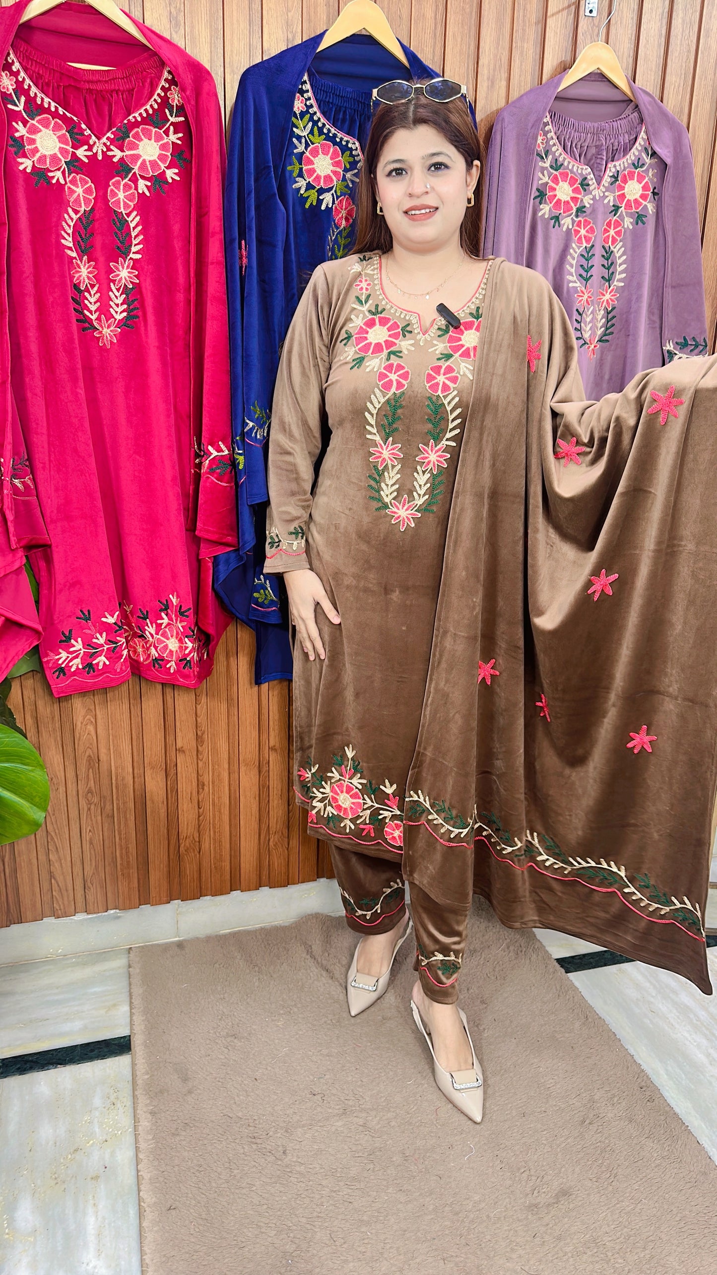 Multi Thread Velvet Suit Set