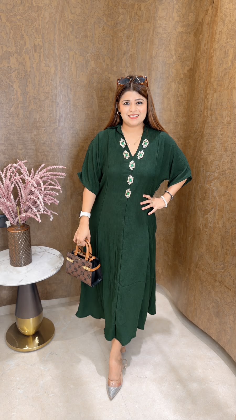Emerald stone dress