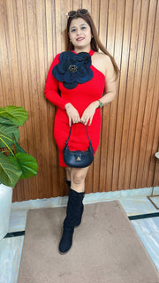 Embose Flower Knitted Dress