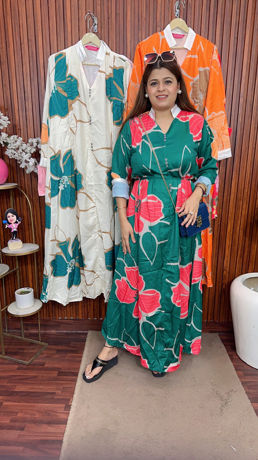 Satin silk long dress