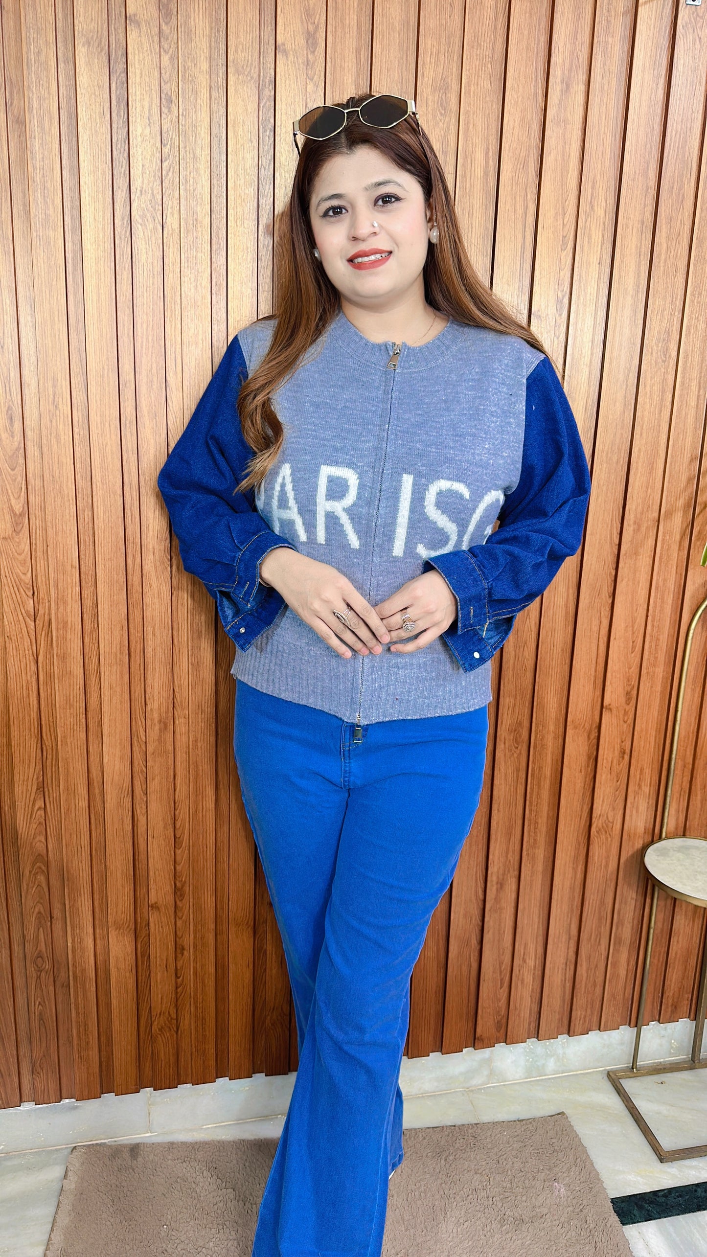 Denim Sleeves Woolen top