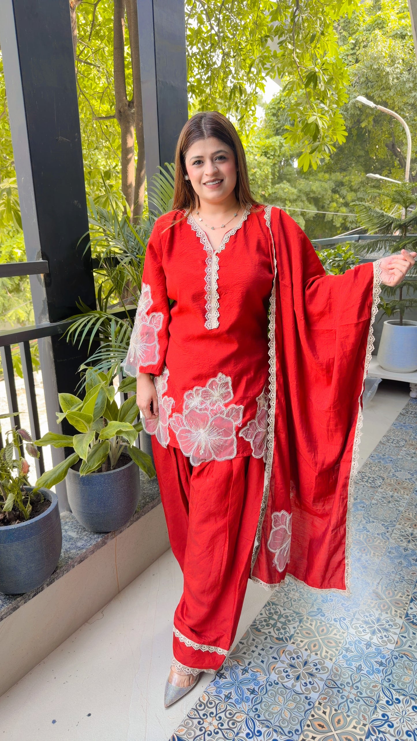 Embroidery Flowers Three piece suit