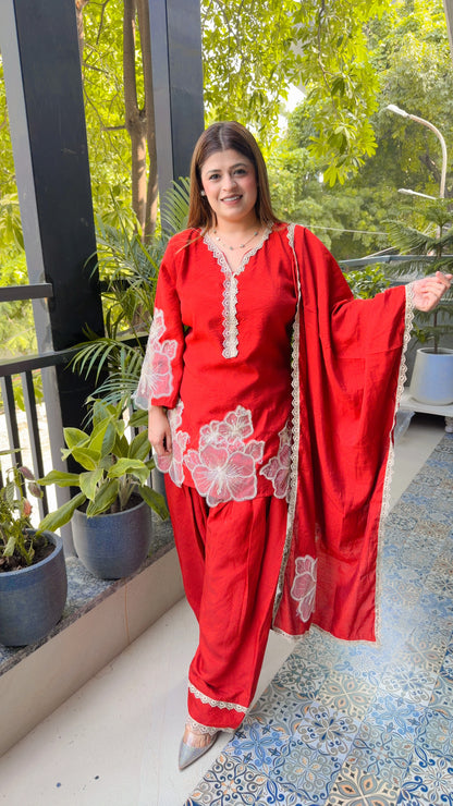 Embroidery Flowers Three piece suit