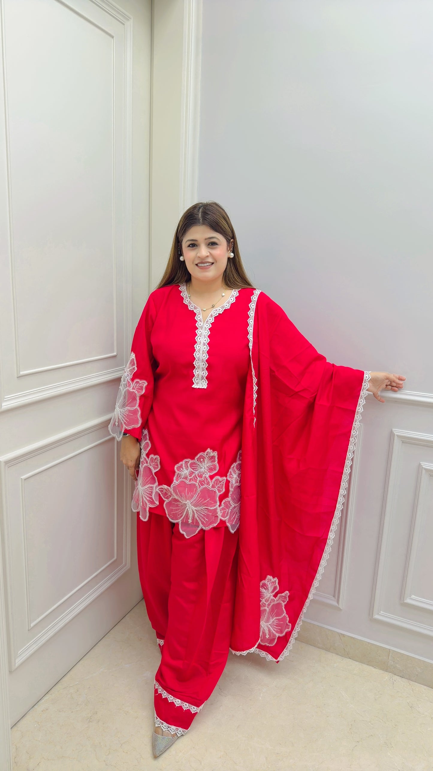 Embroidery Flowers Three piece suit