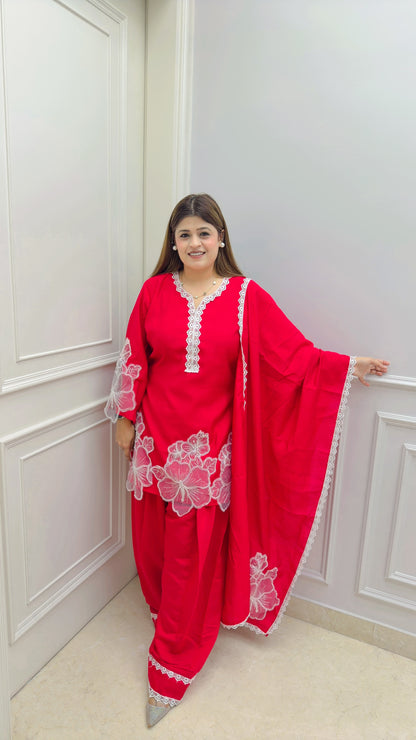 Embroidery Flowers Three piece suit