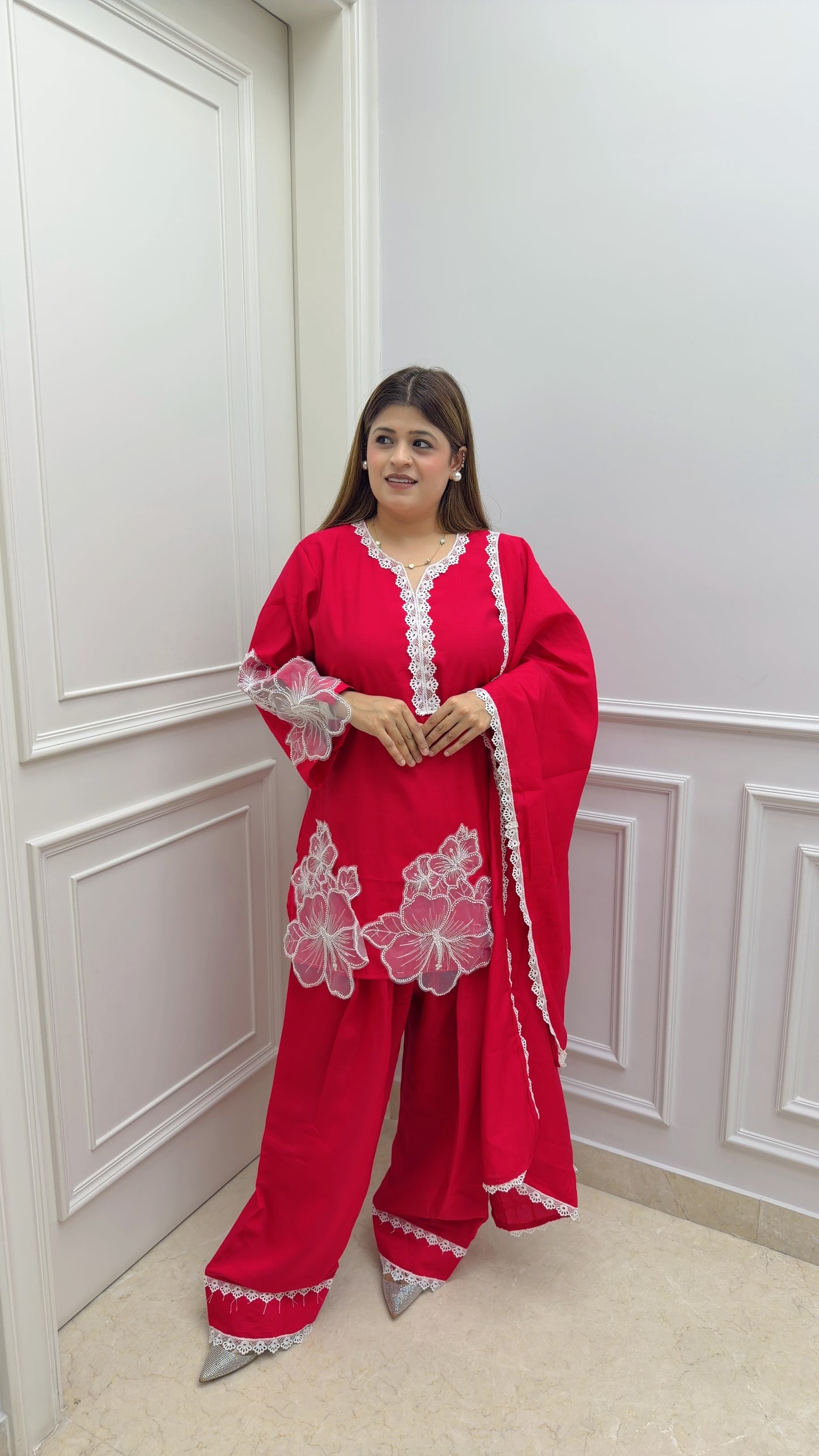 Embroidery Flowers Three piece suit
