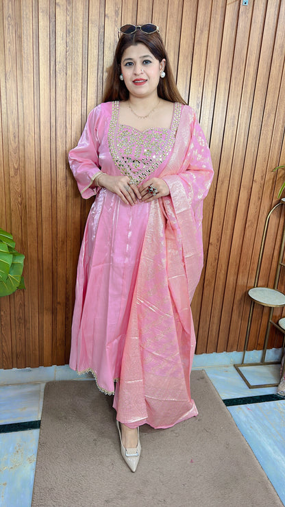 Premium Design Shimmer Cotton Anarkali Suit