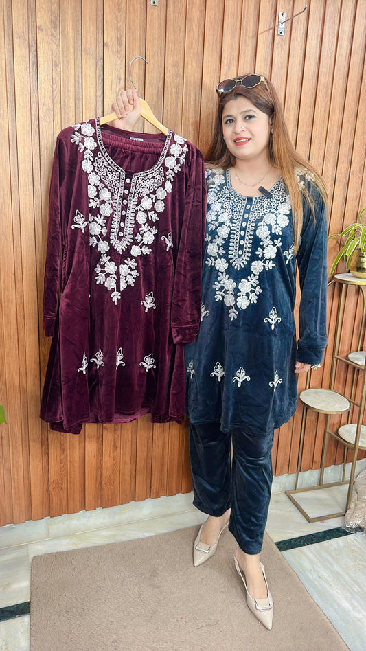 Kashmiri Embroidery A line Coord set