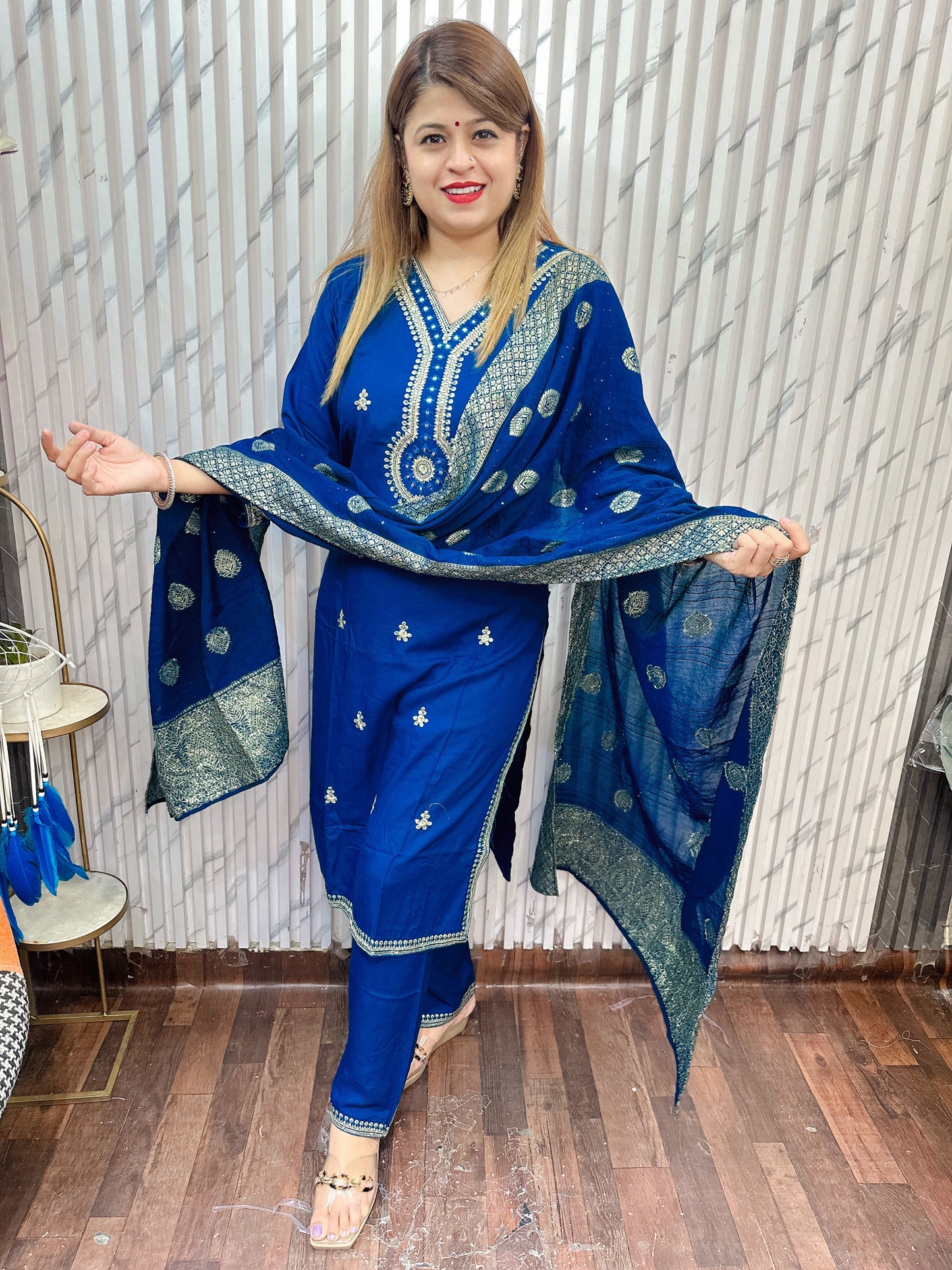 V Neck Banarasi suit set