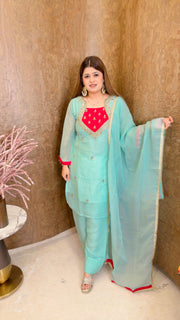 Party Wear Heavy Neck Three piece Farshi suit