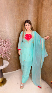 Party Wear Heavy Neck Three piece Farshi suit