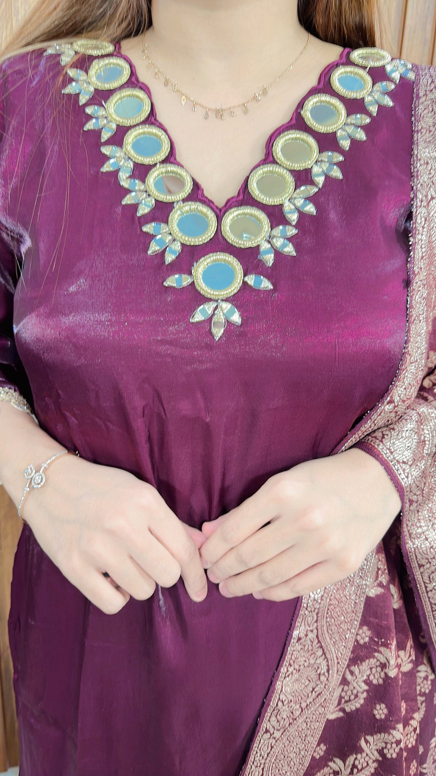 Premium Mirror Glass tissue Suit Set