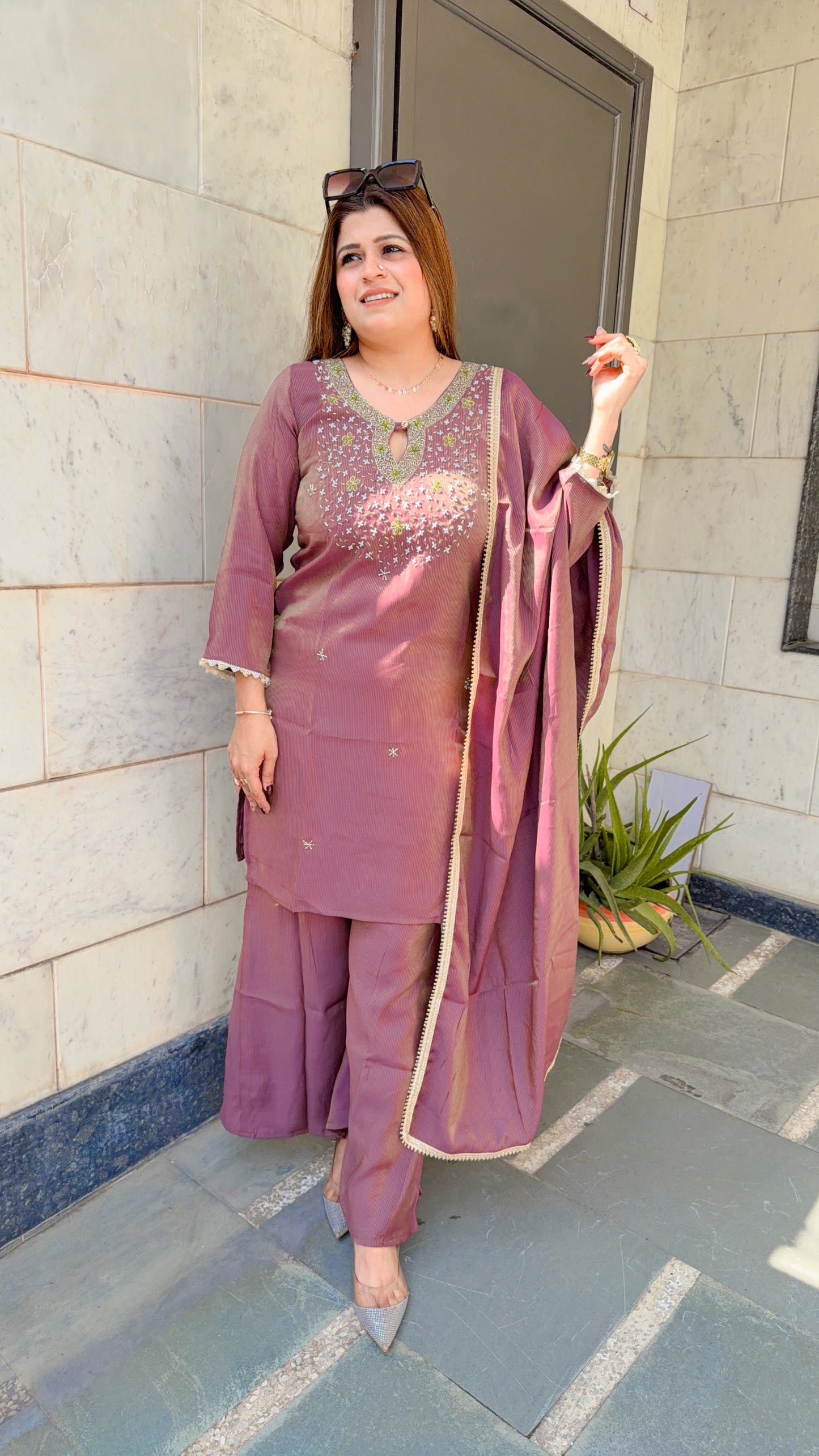 Arisha Three Piece set With Bellbottom Pants