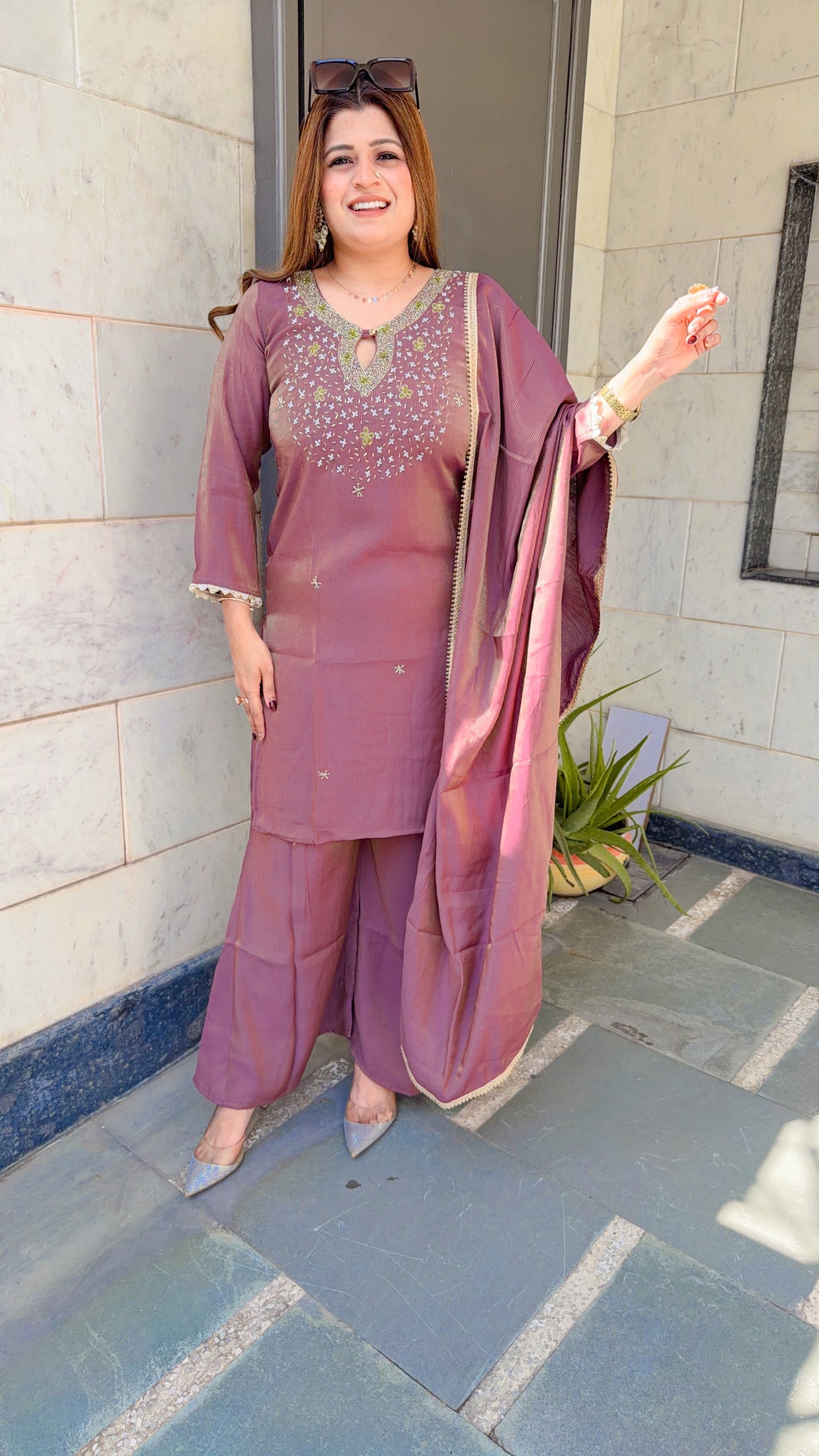 Arisha Three Piece set With Bellbottom Pants