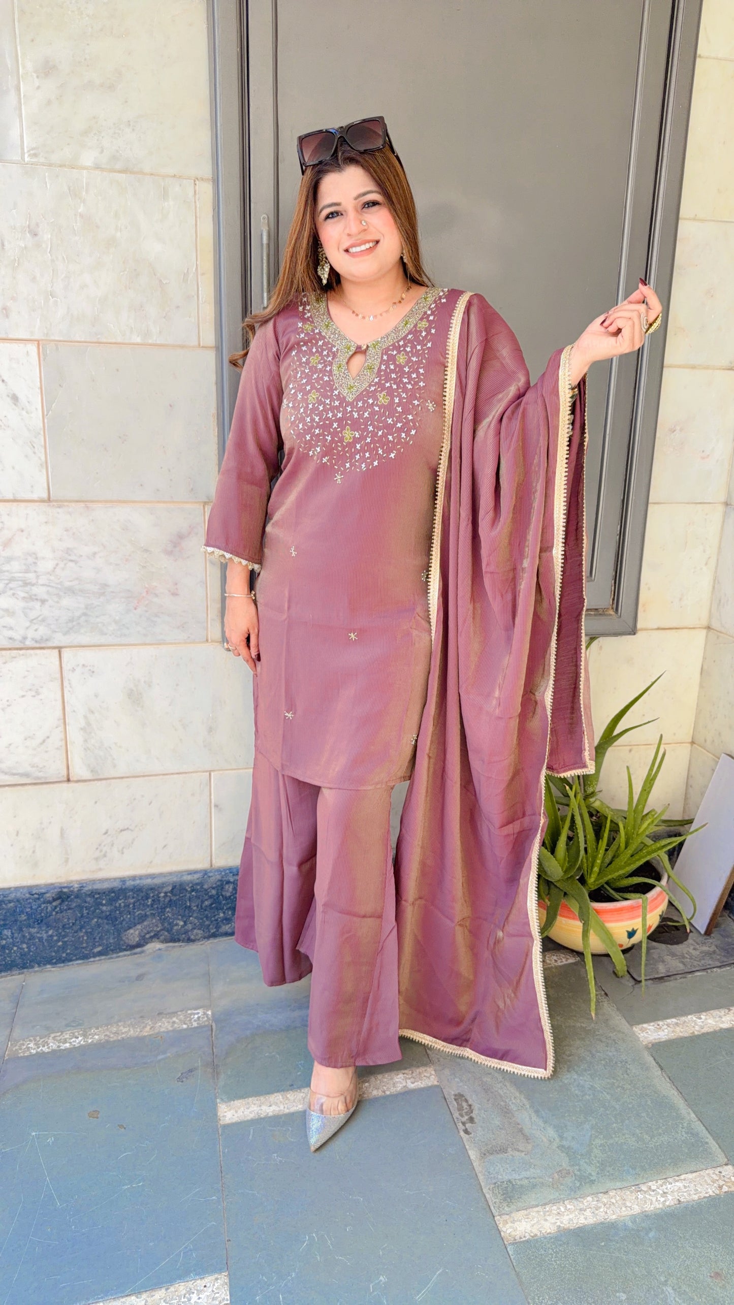 Arisha Three Piece set With Bellbottom Pants