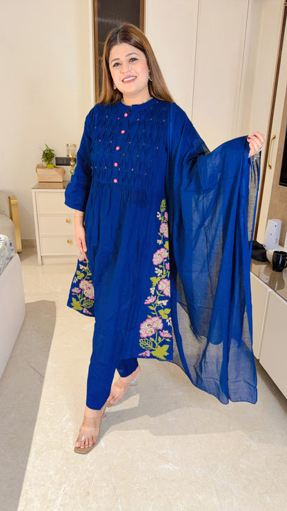 Pintex A-Line Pure Cotton Suit