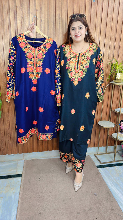 Premium Pashmina Embroidery Phiran Kurta Set